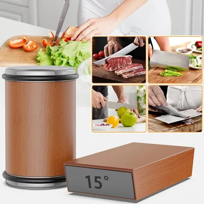 Rolling Knife Sharpener Double Sided Diamond Sharpening Stone 15/20° Degree Magnetic Angle Roller