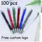 100Pcs Free Custom LOGO Metal Ballpoint Pen Gift Pens for Writing Stationery Office School Supplies