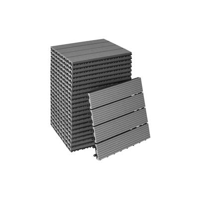 TECTAKE Set Terrassenfliesen Tegulas, WPC in Holzoptik - grau, 22er Set Image