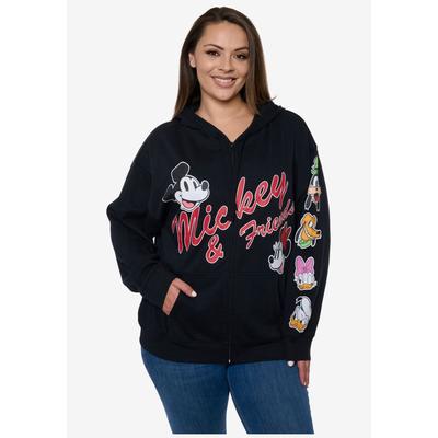 Plus Size Women's Women's Disney Mickey & Friends Hoodie Sweatshirt Black Zip Up by Disney in Black (Size 3X (22-24))