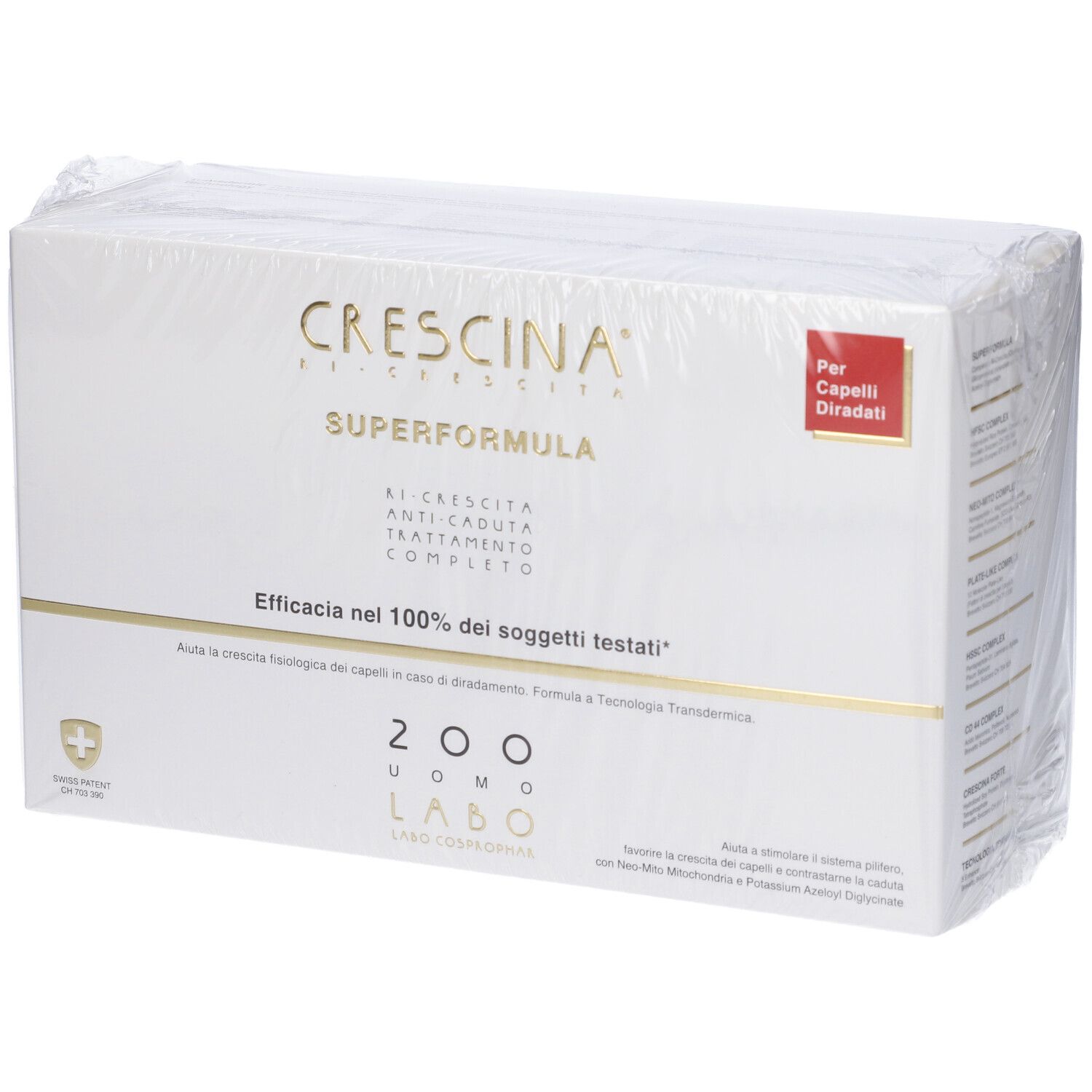 Labo Crescina Ri Crescita Super Formula 200 Uomo Tc 20+20 Fiale 3,5ml