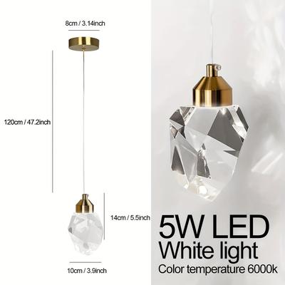 TEMU Led Modern Crystal Pendant Lights Kitchen Island Bedside Hanging Lamp Brass Color Indoor Lighting 5w Simple