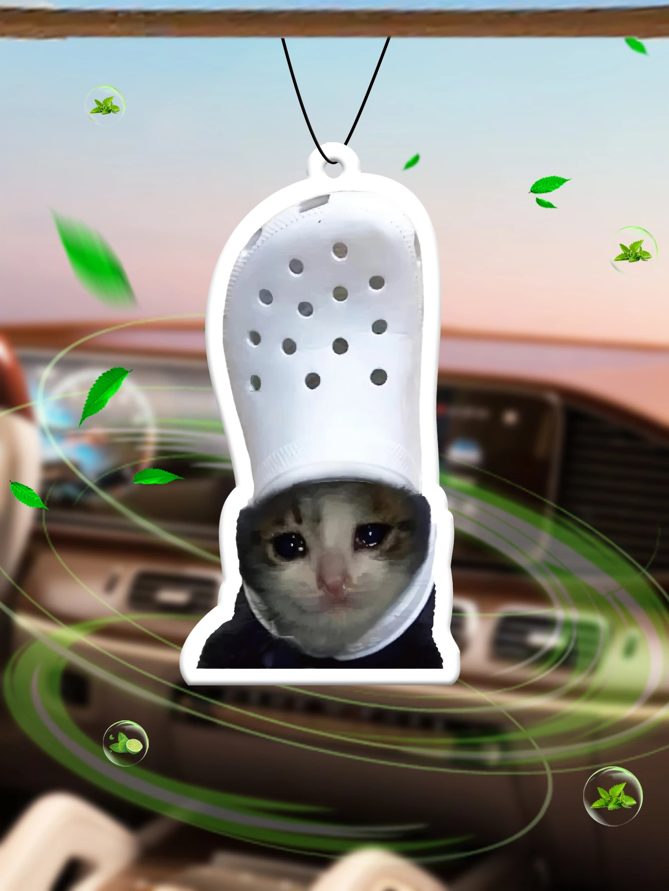 His Holiness: Pet Funny Cat Expression mit Crocs Hat Ungiftiger Auto-Lufterfrischer (Meersalz und Aloe Vera), Auto-Lufterfrischer, mit ätherischen Ölen angereichert | Lasten Sie mehr als 60 Tage |
