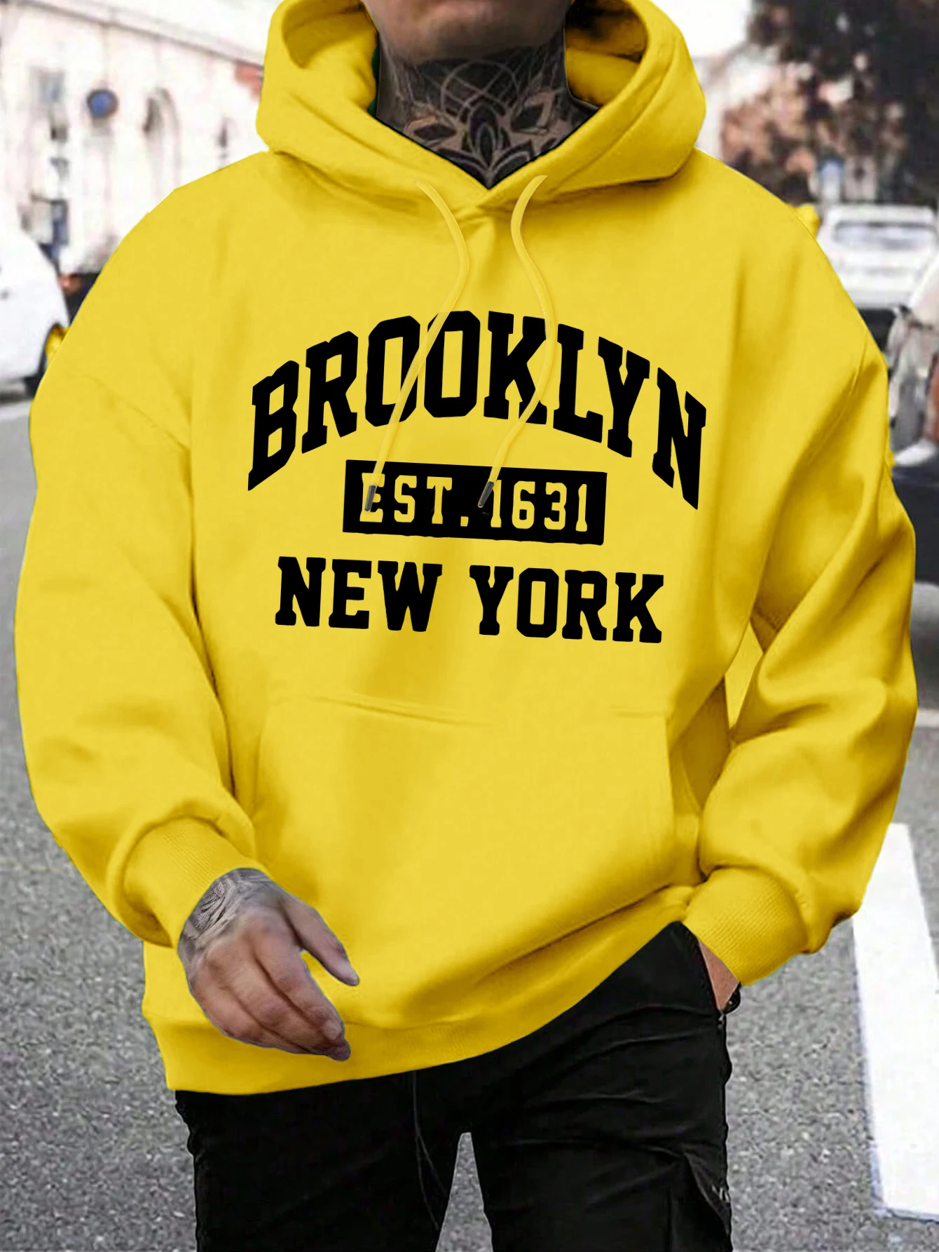 Beooklyn est 1631 New York bedruckte Kapuze Männer Fleece warme große Größe Hoodies Mode Pelz-Liner Hoodie Mode lässig S-XXL Tops