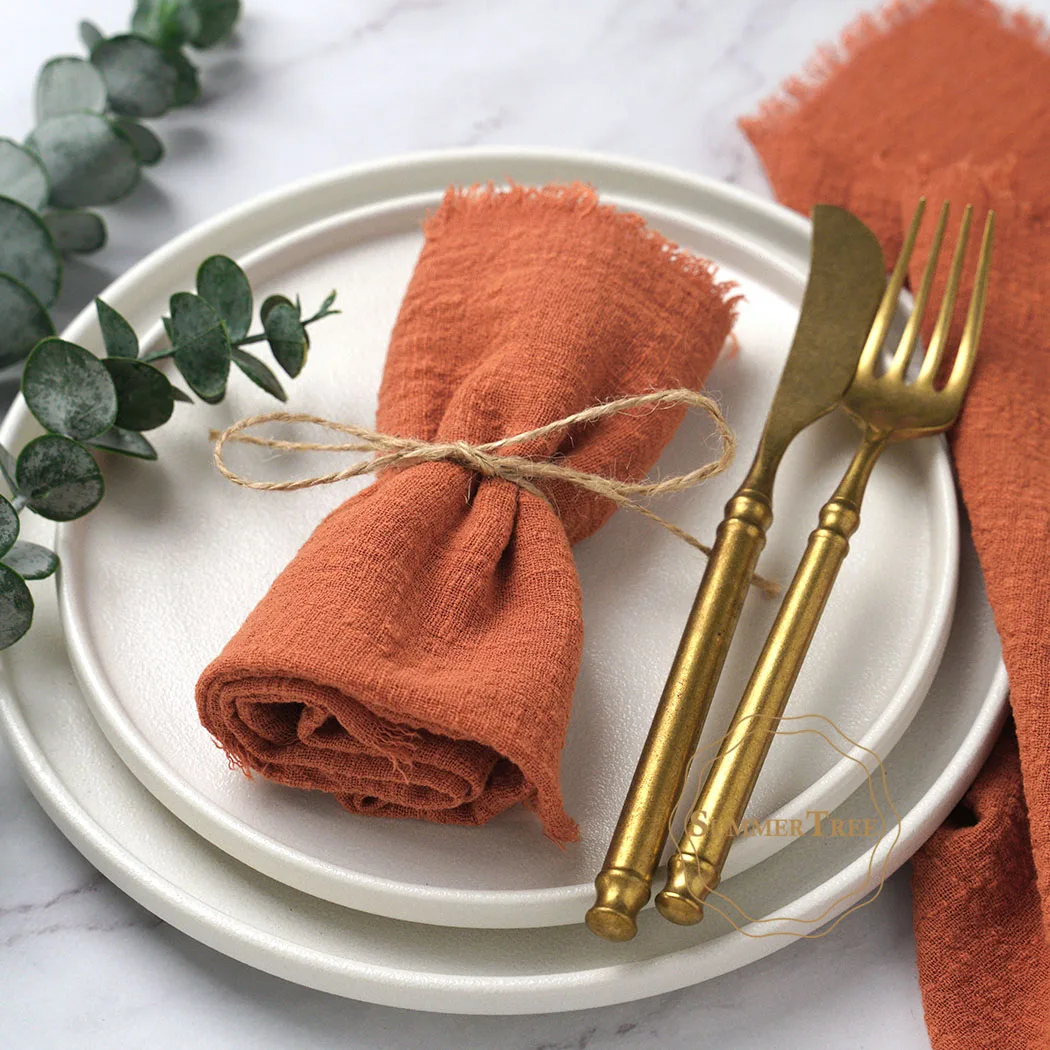 24 Stück 32 x 32 cm Vintage-Baumwollgaze-Servietten, weiches Käsetuch für Hochzeitsempfang, Brautparty, Esstischwäsche, Dekoration Image