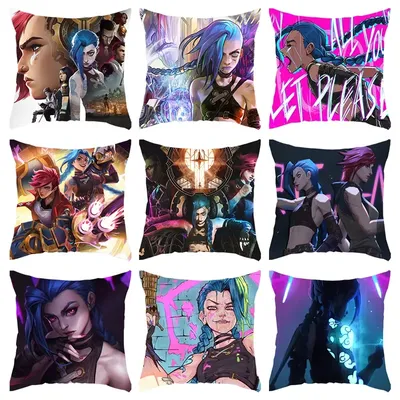 Heißes Spiel Arcane League of Legends Kissenbezug Kissenbezug Anime Vi Jinx Jess Dekokissenbezug Image