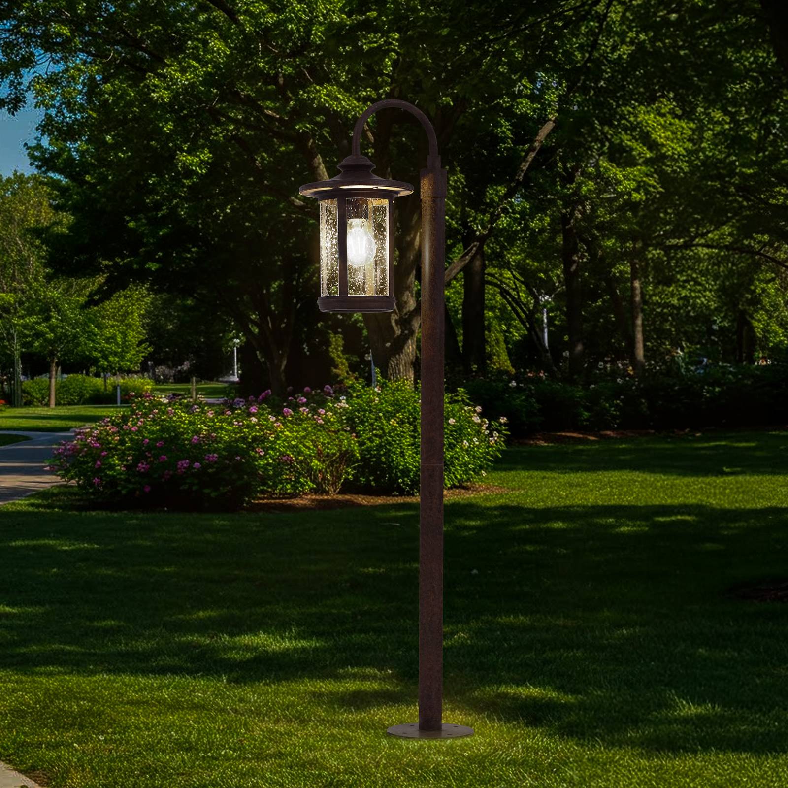 Wegeleuchte Zayn Lindby, dimmbar, braun / rost, Aluminium, Antik, Außenleuchte