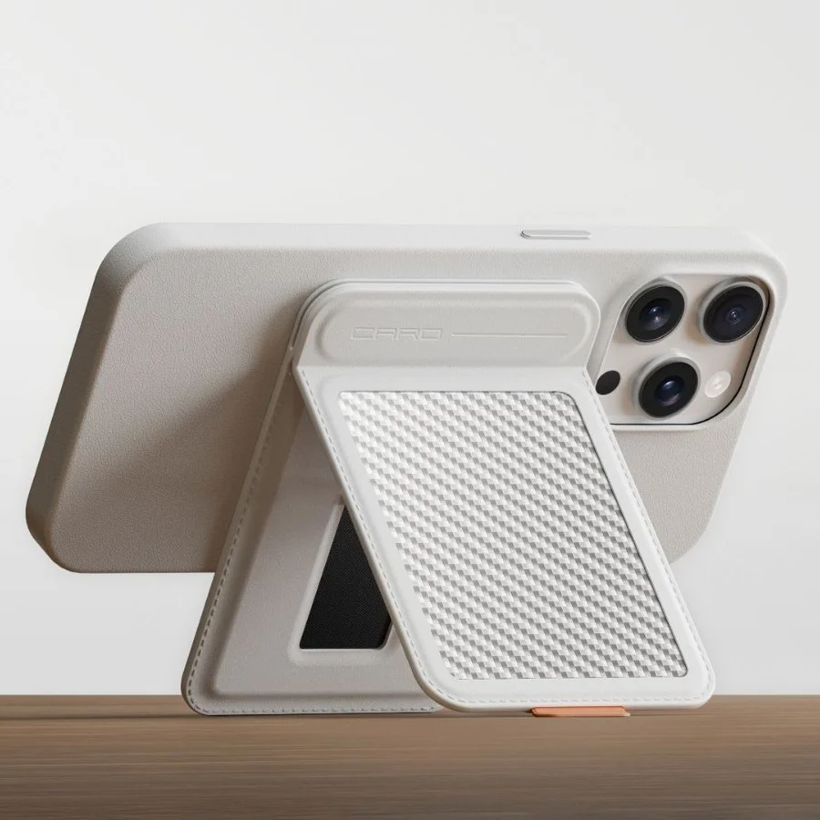 Magnetischer Leder-Handyhalter aus Kohlefaser für iPhone 15 16 Image