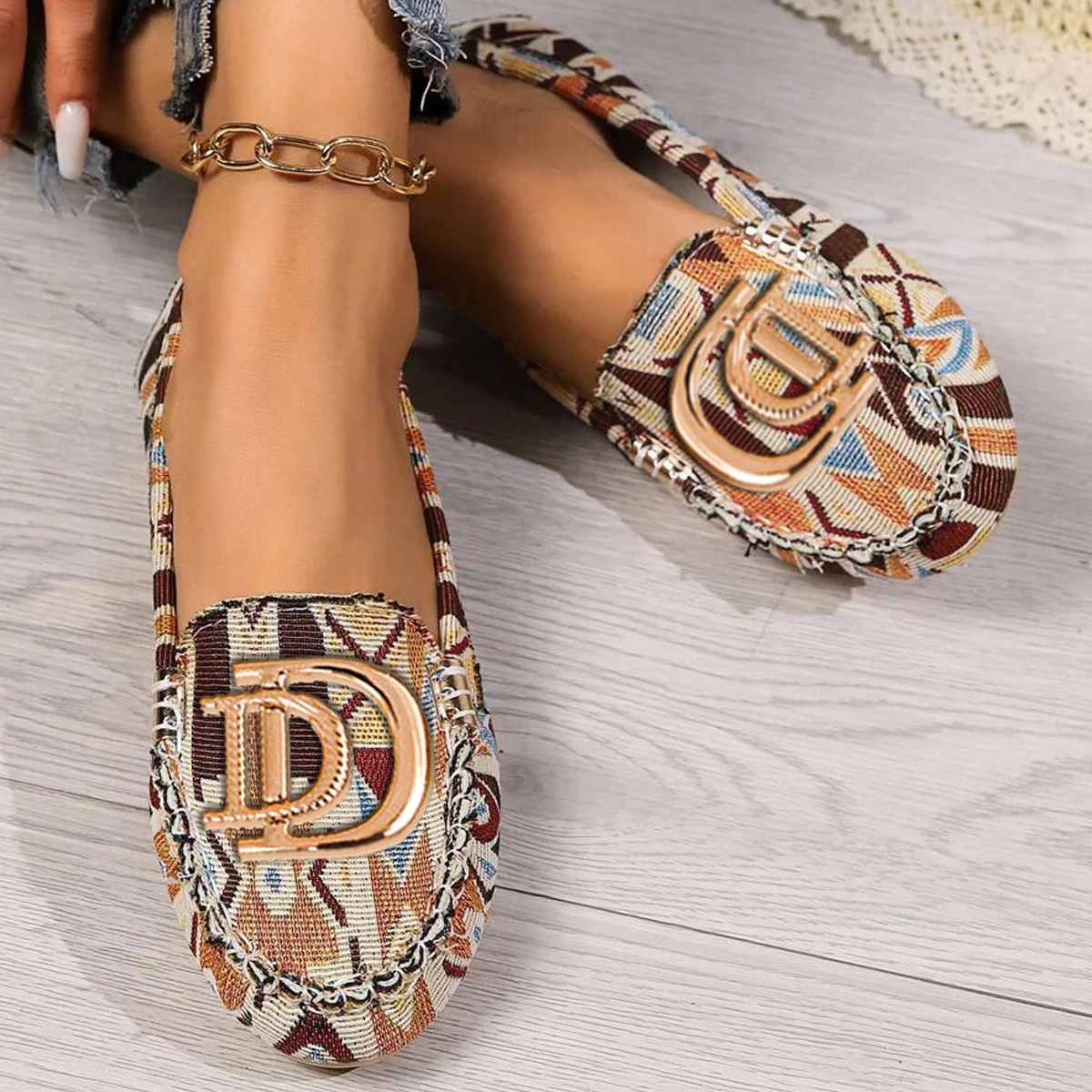 Frauen Slip-on Luxus Dekor Wohnungen Müßiggänger Fahren Boot Schuhe Faux Wildleder Design Mode Flache Bequeme Casual Sandalen Sexy mokassin
