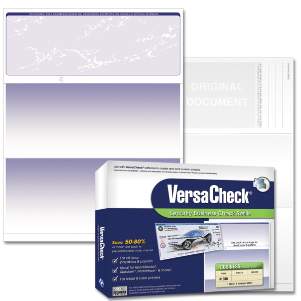 Versacheck Uv Secure Business Check Refills, Form 1000, Business Voucher, Green Elite, 500 Sheets, Pc, Product Key/download