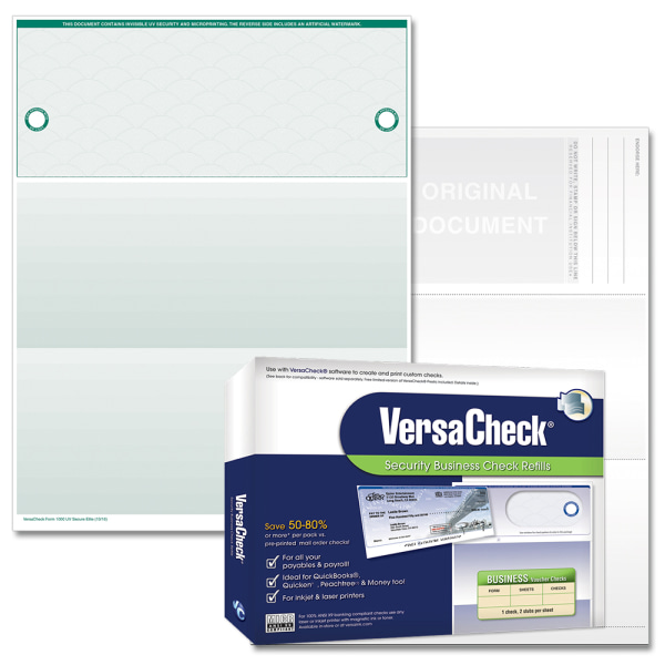 Versacheck Security Business Check Refills, Form 1000, Business Voucher, Blue Prestige, 250 Sheets, Download/product Key
