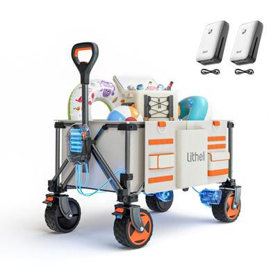 Outdoor-Wagen Elektrokarre Bollerwagen Faltbar, Handwagen Klappbar Doppelmotor mit Bremsen 150L Image