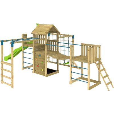 Tp Toys - Holz Spielturm Wolkenkratzer Spielturm mit Rutsche, Schaukel und Klettergerüst Natur Image