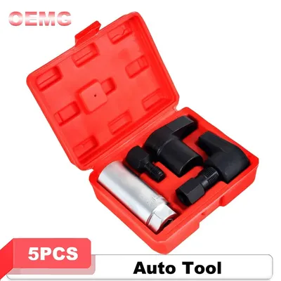 3/5pcs Automotive Oxygen Sensor Socket Offset Wrench Set 22MM Sockets 1/2" 3/8" Drives Thread Chaser
