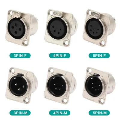 5/20/100PCS XLR 3/4/5pin Male Female Panel Audio Microphone Jack XLR Metal Socket Plug Connector