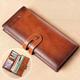 portafoglio lungo da uomo in vera pelle – pochette bifold vintage con scomparti per carte e tasca portamonete per uso business e casual