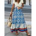 Gonna da donna Maxi gonna A Line Swing Bohemia etnico casual maxi gonna alta vita floreale stampa micro-elastico vacanza strada nera verde chiaro blu viola estate poliestere