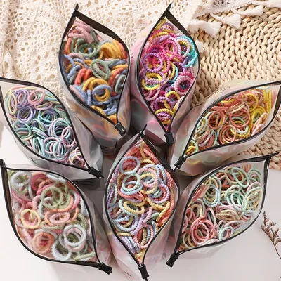 100 Pieces/bag Girls' Elastic Hairbands Baby Hair Accessories Harmless Elastic Bands Children's
