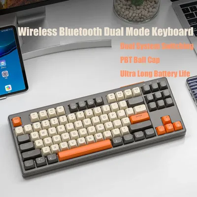 M87 Wireless Bluetooth Dual Mode Keyboard, Mechanical Feeling Gaming Gaming Office Mute PBT Ball Cap