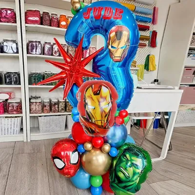 44pcs Spiderman Hulk Foil Balloon Number Avengers Superhero Star Globos Birthday Party Baby Shower