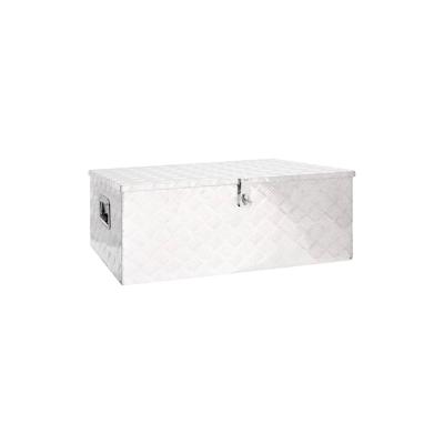 DELUKE® Aluminiumbox mit Deckel - Abschließbar Alubox Deichselbox Alu Anhängerbox Werkzeugkiste Metall Transportbox Metallkiste, 100x55x37cm Silber Image