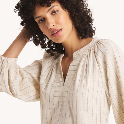 Nautica Women's Striped Linen Shirt Jute, XS