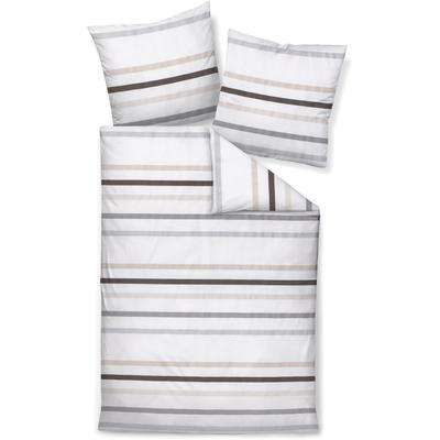 Bettwäsche JANINE "J. D.87101 09", grau (taupegrau), B/L: 135cm x 200cm, , Mako-Satin, B/L: 80cm x 80cm, Mako-Satin, Obermaterial: 100% Baumwolle, Bettwäsche, mit Reißverschluss Image