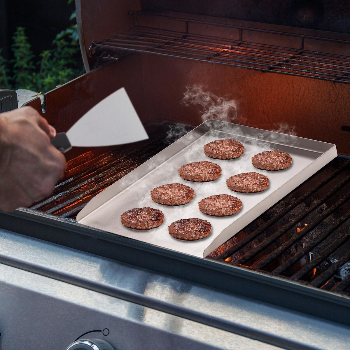 Gravidus Hochwertige Plancha Grillplatte aus Edelstahl mit Grillspachtel Image