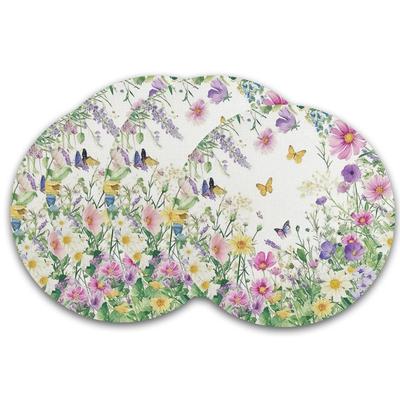 TEMU 4-piece Linen Round Placemats Set - 15