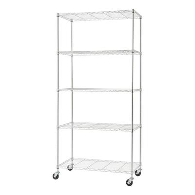 Trinity 36"W x 18"D x 76"H 5-Tier NSF Wire Shelving Unit with Wheels (Chrome)