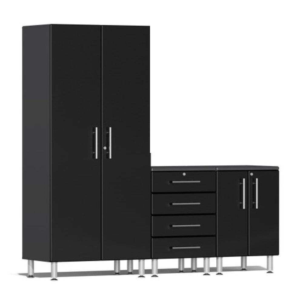 Ulti-MATE Garage Workbench With Drawers, 3-Piece with Integrated Recessed Worktop, Midnight Black