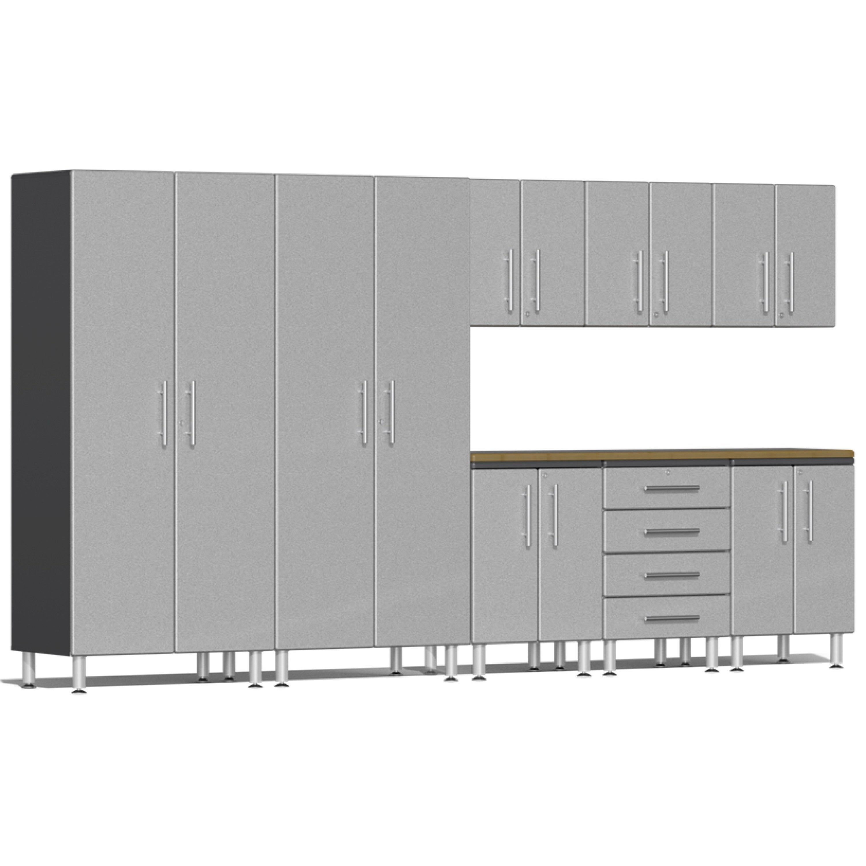 Ulti-MATE Garage Cabinets 9-Piece Set With Side Workbench, Stardust Silver