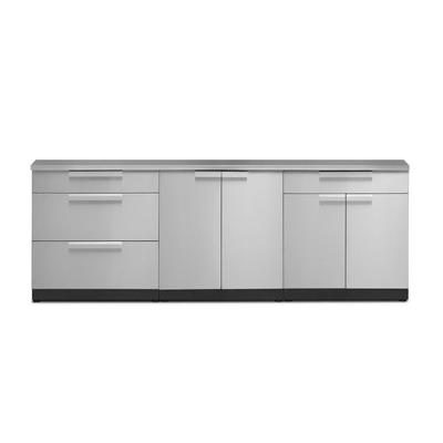 Newage Products Outdoor Kitchen Cabinets Stainless Steel 4-Piece Set With Bar Cabinet, Countertop Only
