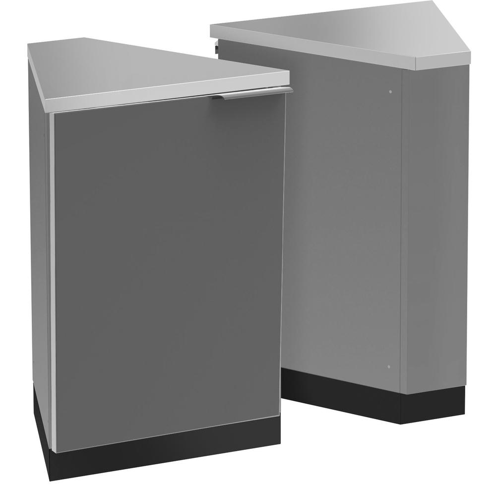 Newage Products Outdoor Kitchen Cabinets Aluminum Slate Grey Glass (X2) 45&deg; Corner Cabinet