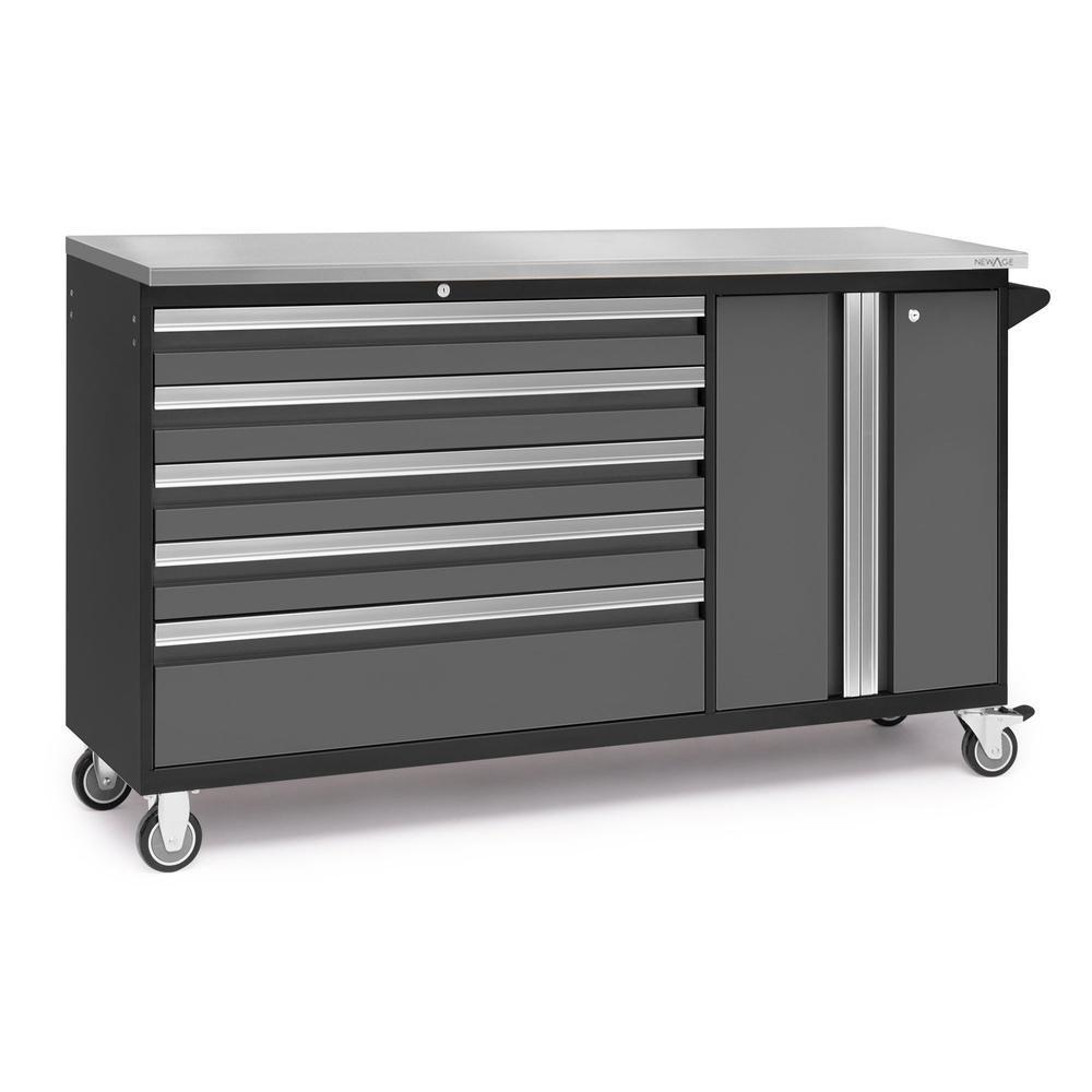 Newage Products Bold 3.0 Series Project Centre, Grey / Stainless Steel Worktop