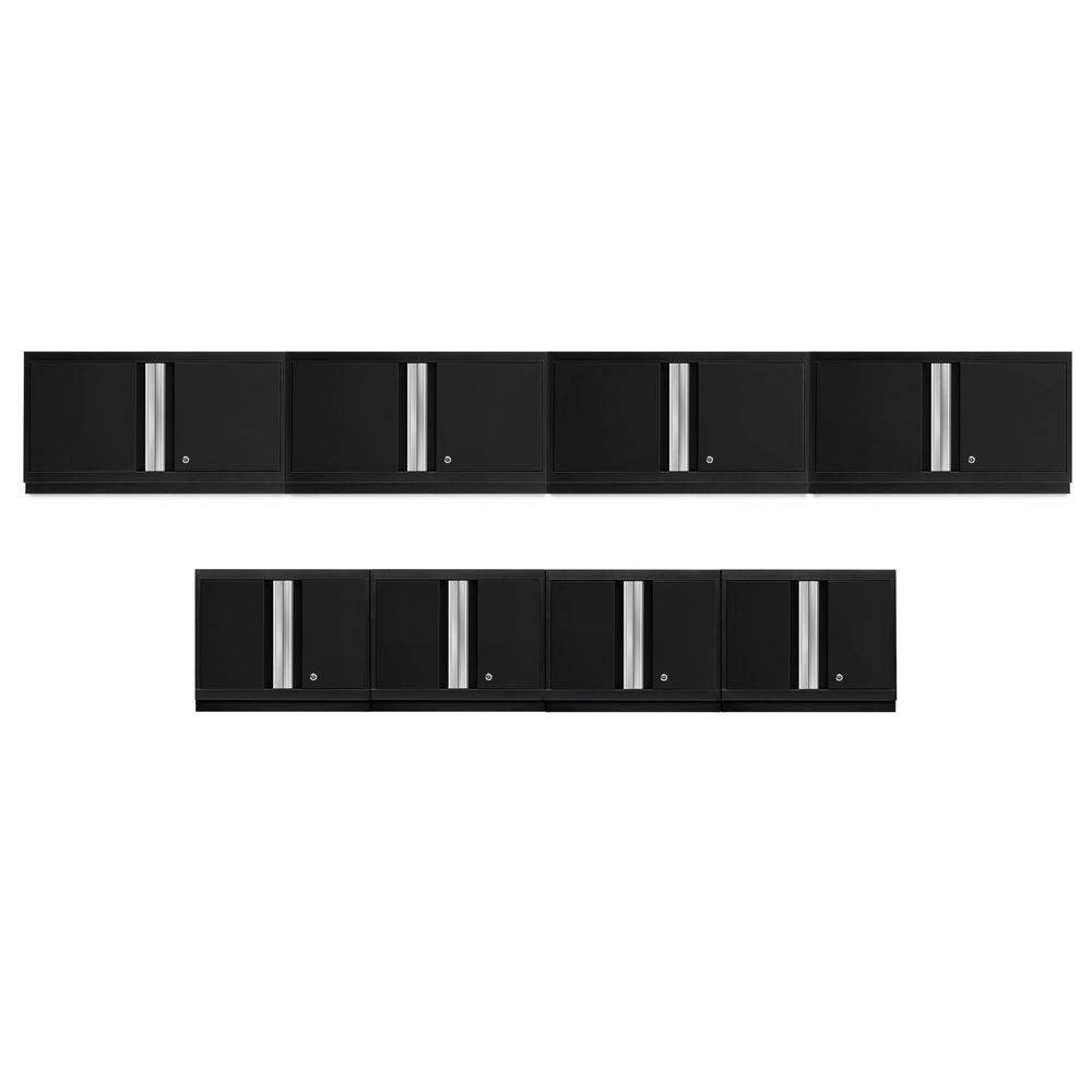 Newage Products Bold 3.0 Series 8-Piece Wall Storage System (4X 24, 4X 36), Black