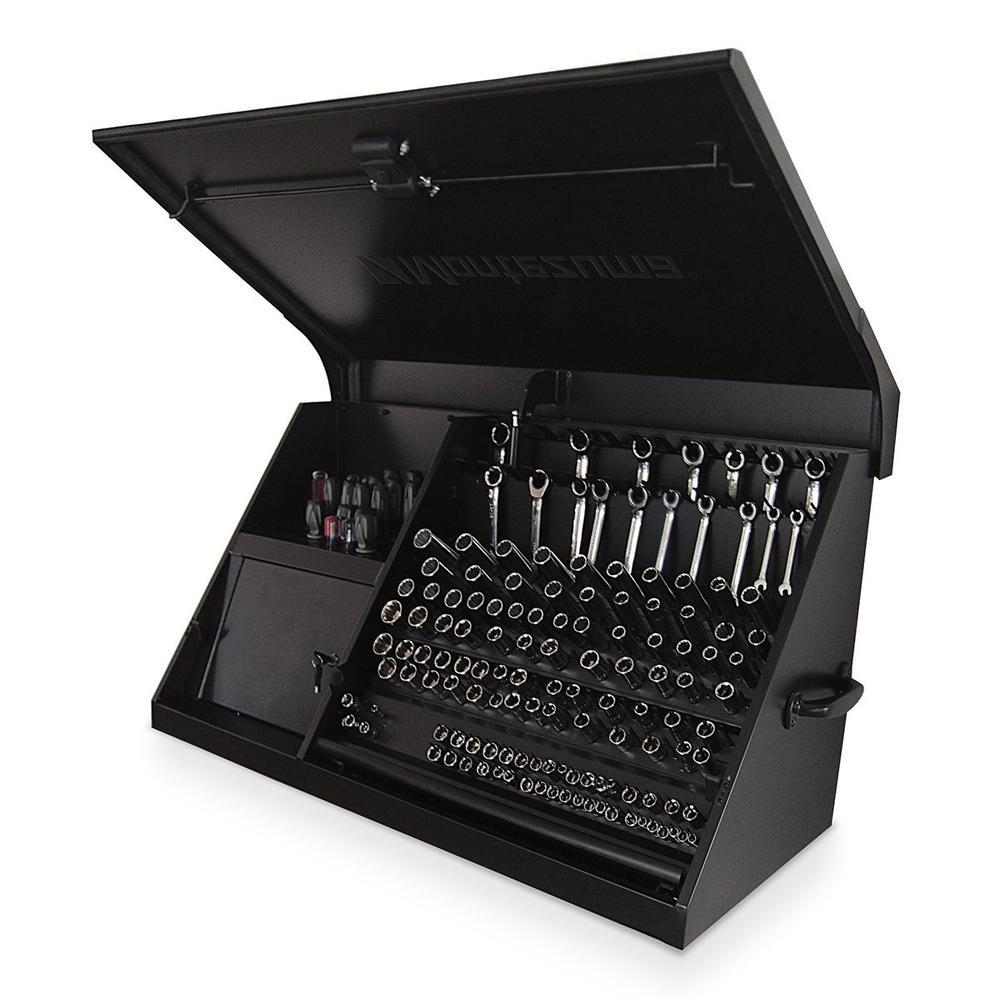 Montezuma 41 x 18 Steel Triangle Tool Box In Black, Flat Black