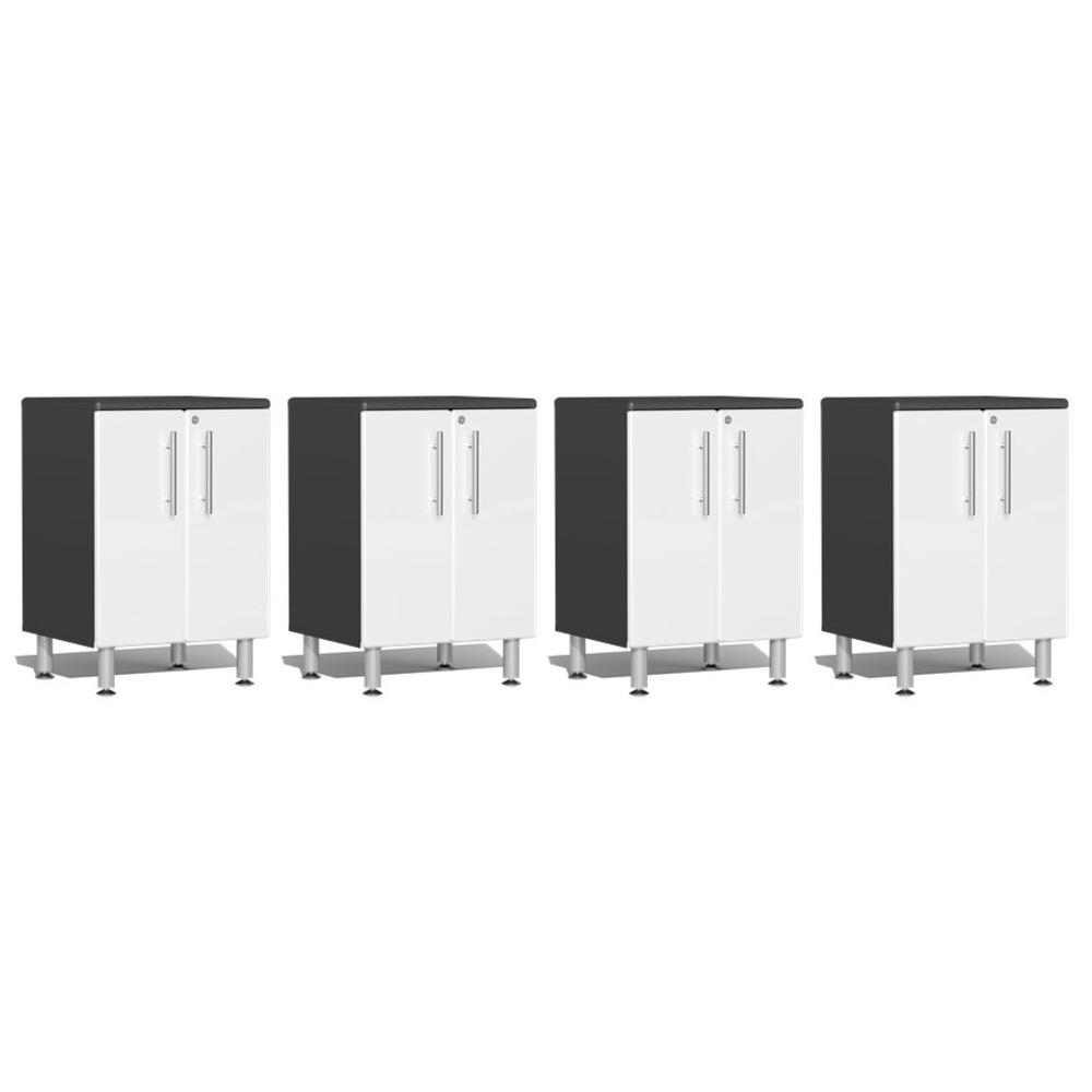 Ulti-MATE Garage Cabinets 4-Piece 2-Door Base Cabinet Set, Starfire White