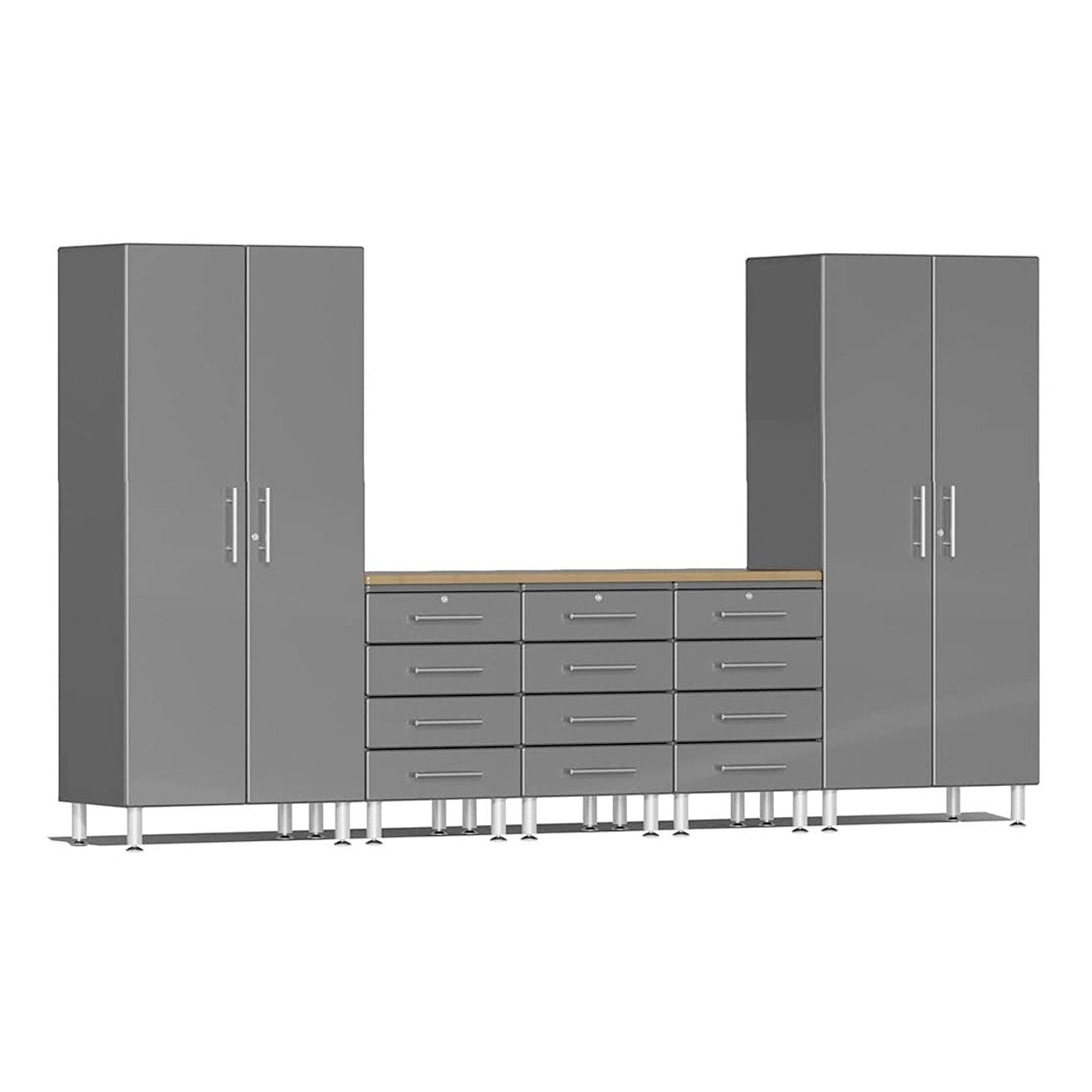 Ulti-MATE Garage Workbench With Drawers, 6-Piece With 3X 4-Drawer Base Cabinets, Graphite Grey