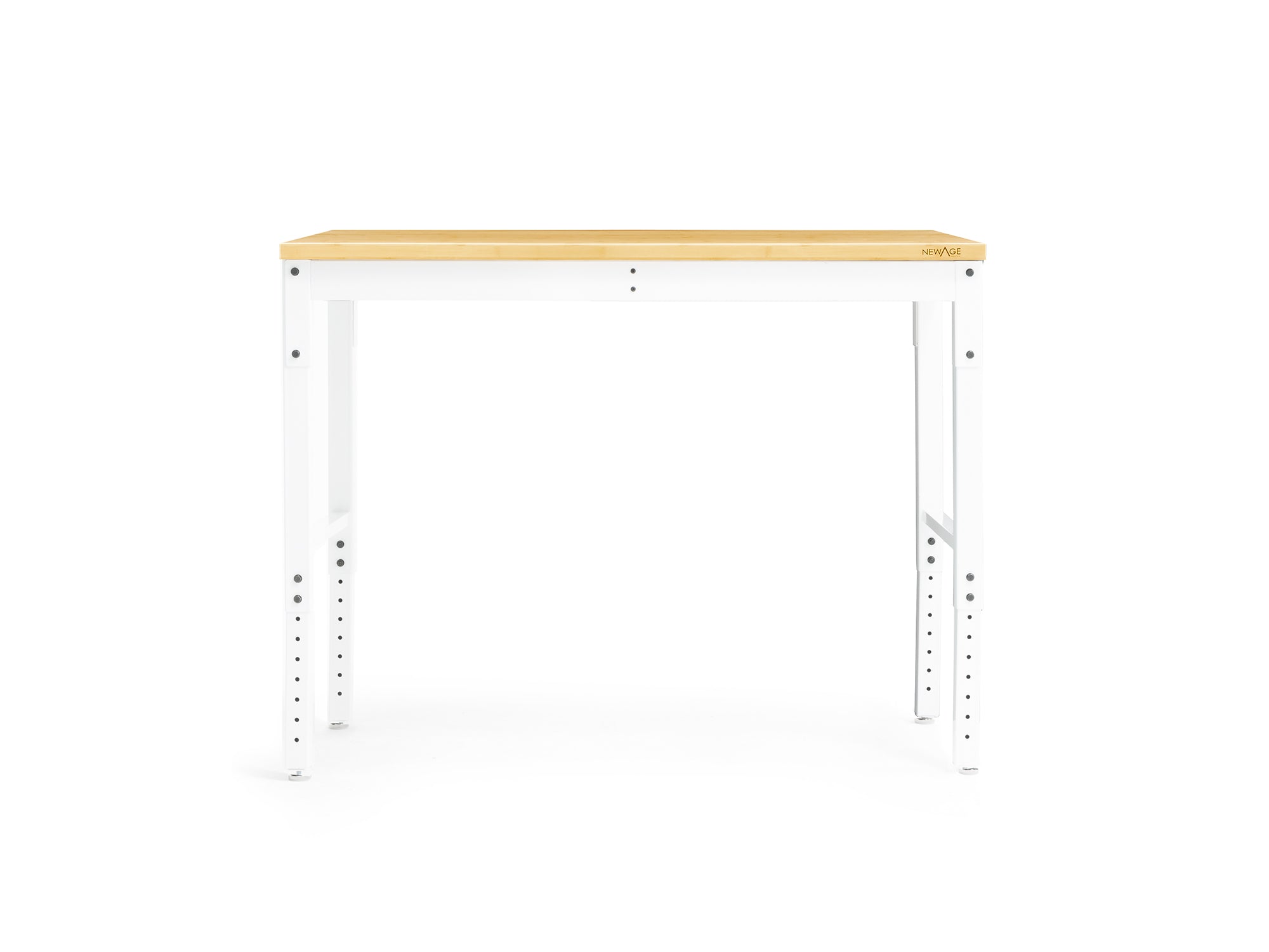 Newage Products Pro 3.0 Series 48 Adjustable Workbench, White / Bamboo Worktop