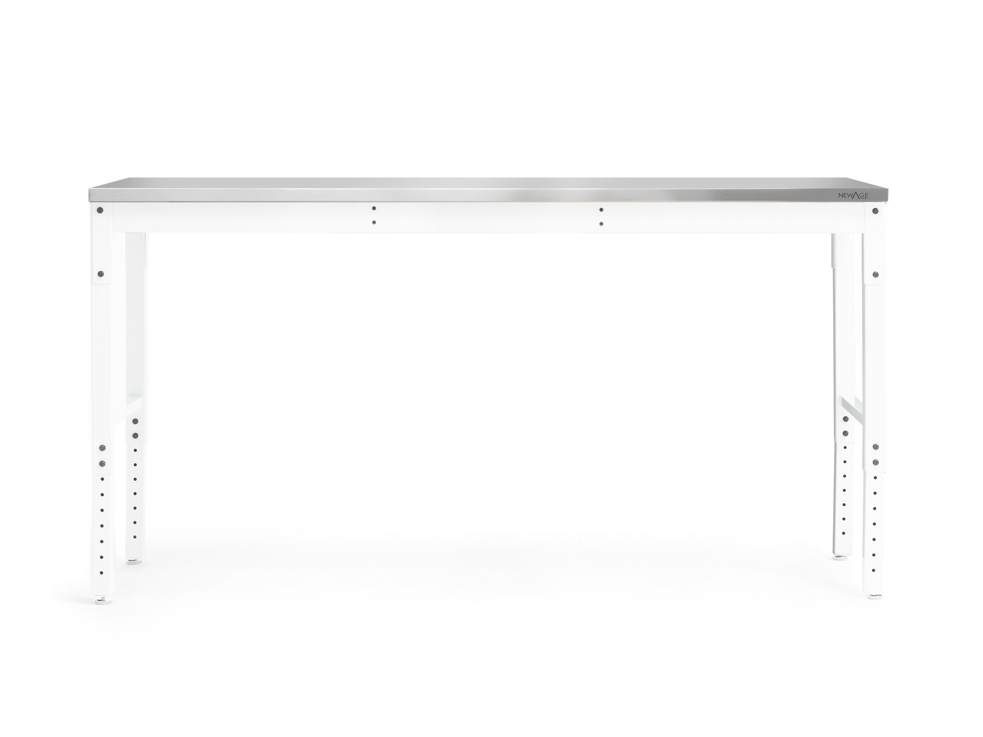Newage Products Pro 3.0 Series 72 Adjustable Workbench, White / Stainless Steel Worktop