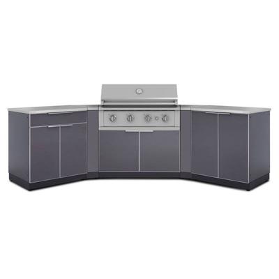 Newage Products Outdoor Kitchen Aluminum 7-Piece Cabinet Set with 2 Door, Bar, Corner, Grill Cabinet, Performance Grill, and Countertops, 40 / Natural Gas (NG)