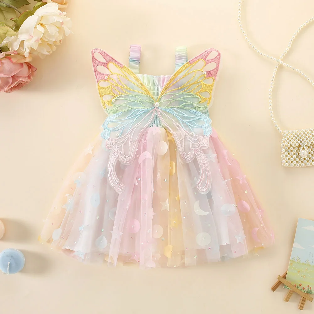 Koreanische Art neue Sommer Baby Mädchen Prinzessin Kleid quadratischen Kragen Mesh ärmellose Kleider Kinder kleidung Image