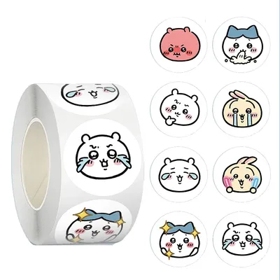 500 Stück süße Chiikawa Rollenaufkleber Kawaii wasserdichte Vinyl-Aufkleber DIY Scrapbook Briefpapier Gepäck Anime Aufkleber Kinder Geschenk Image