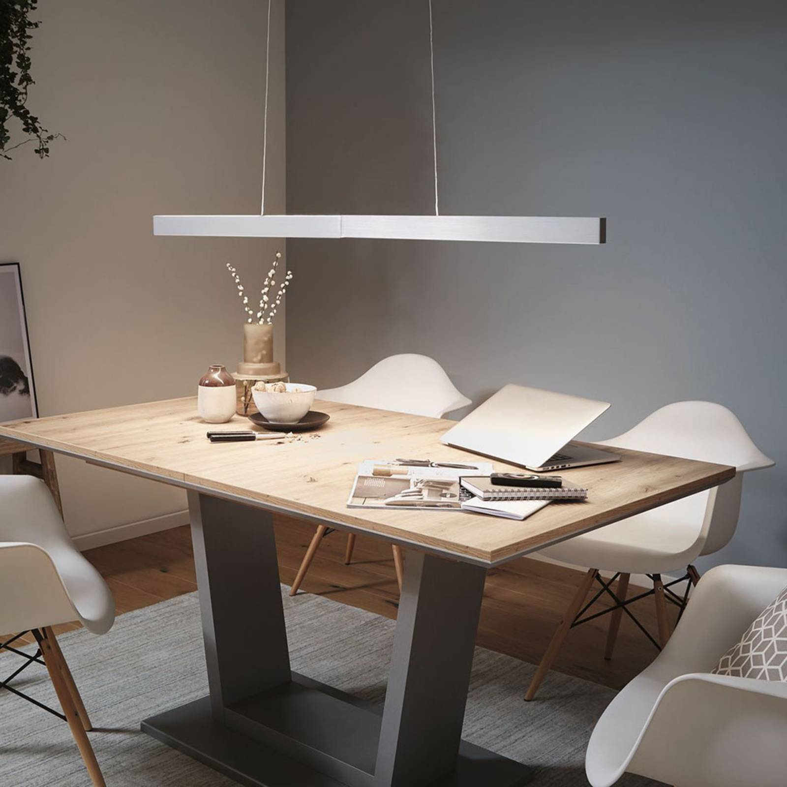 Paulmann Smarte Hängelampe Aptare, dimmbar, alu / grau / zink, für Wohn- / Esszimmer, Metall, Modern, Smart Home Pendelleuchte