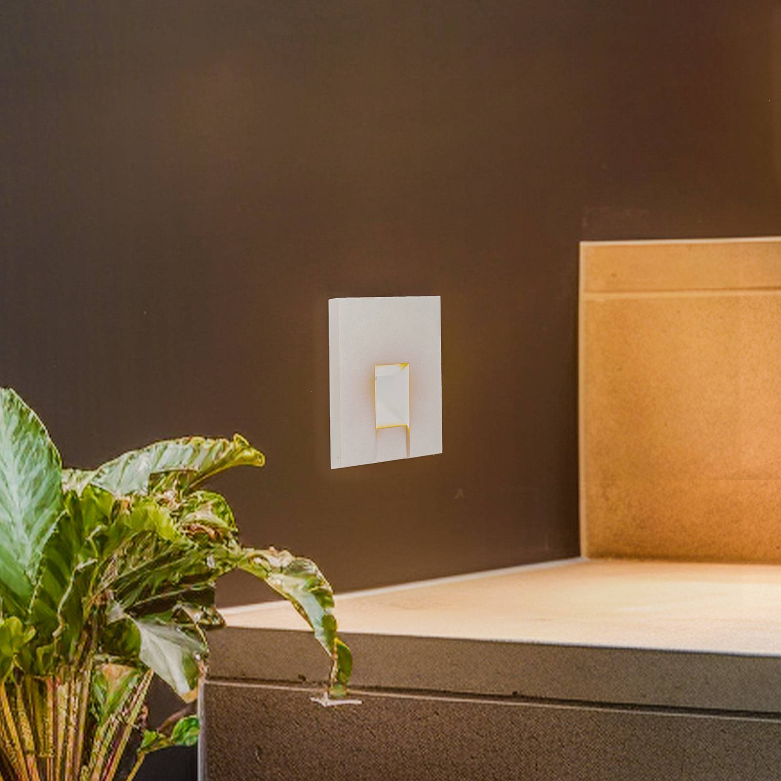 BRUMBERG Wall Kit68 rückversetzt eckig weiß, weiß / opal, für Flurbereich, Aluminium, Wandeinbaustrahler