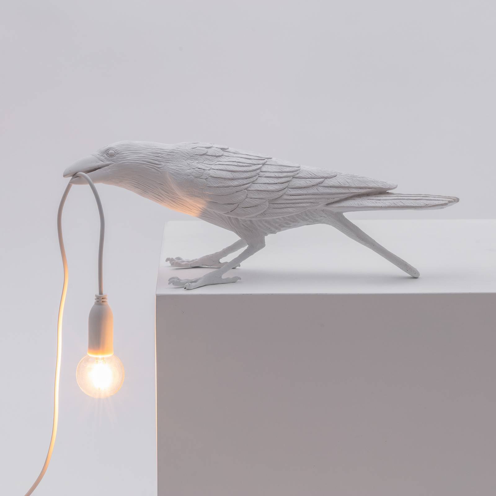 SELETTI Bird Lamp LED-Dekotischlampe spielend weiß, weiß / opal, für Wohn- / Esszimmer, Kunststoff, Design, Tischlampe