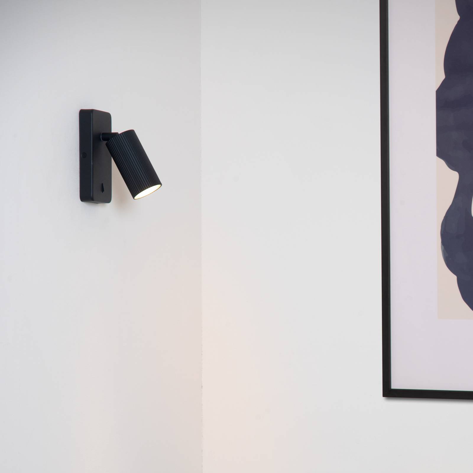 Lucide Wandlampe Clubs, dimmbar, schwarz, für Wohn- / Esszimmer, Aluminium, Modern, Wandleuchte, Wandlampe Innen