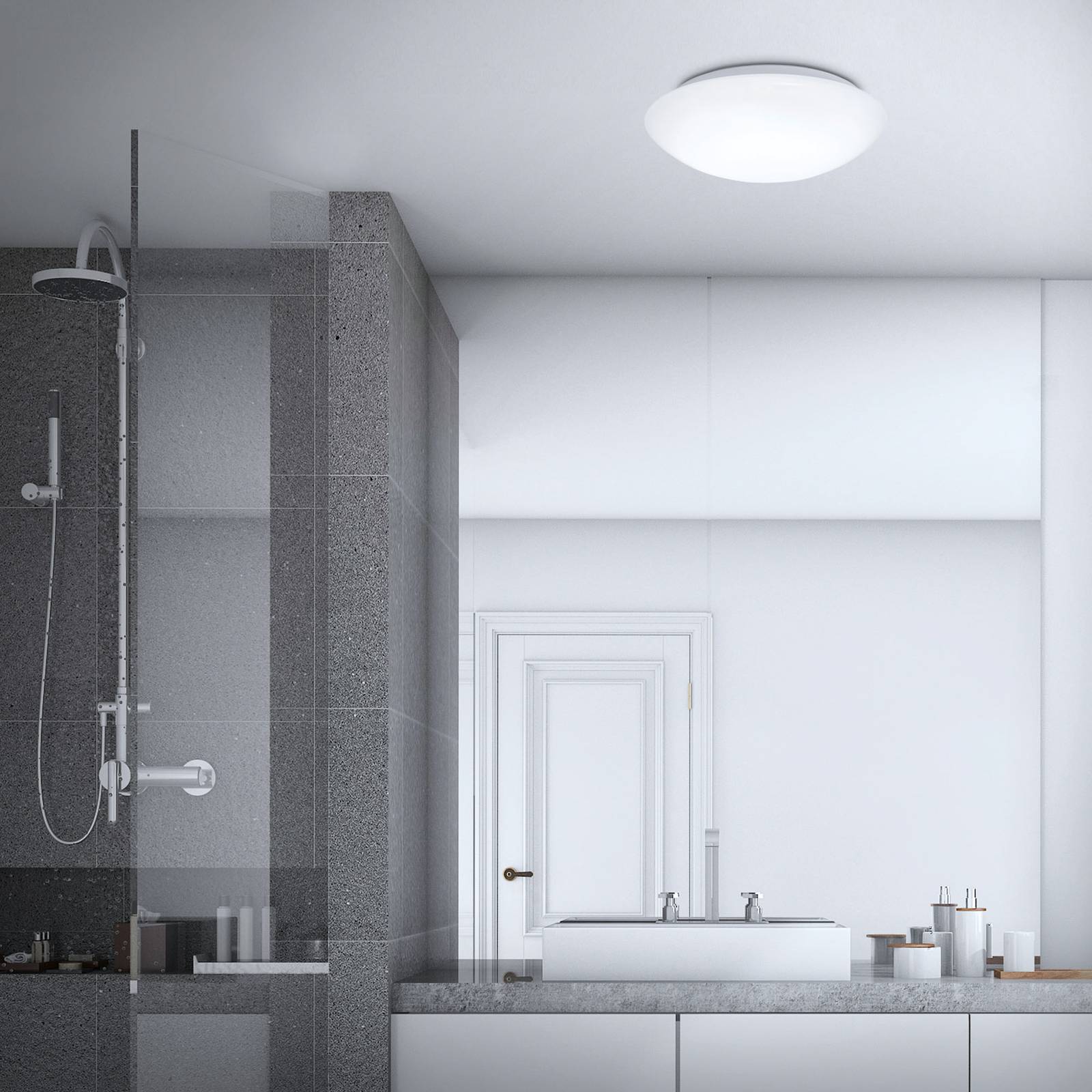 Briloner Deckenlampe mit Bewegungsmelder Elipso, weiß / opal, für Badezimmer, Kunststoff, Modern, Deckenlampe mit Sensor