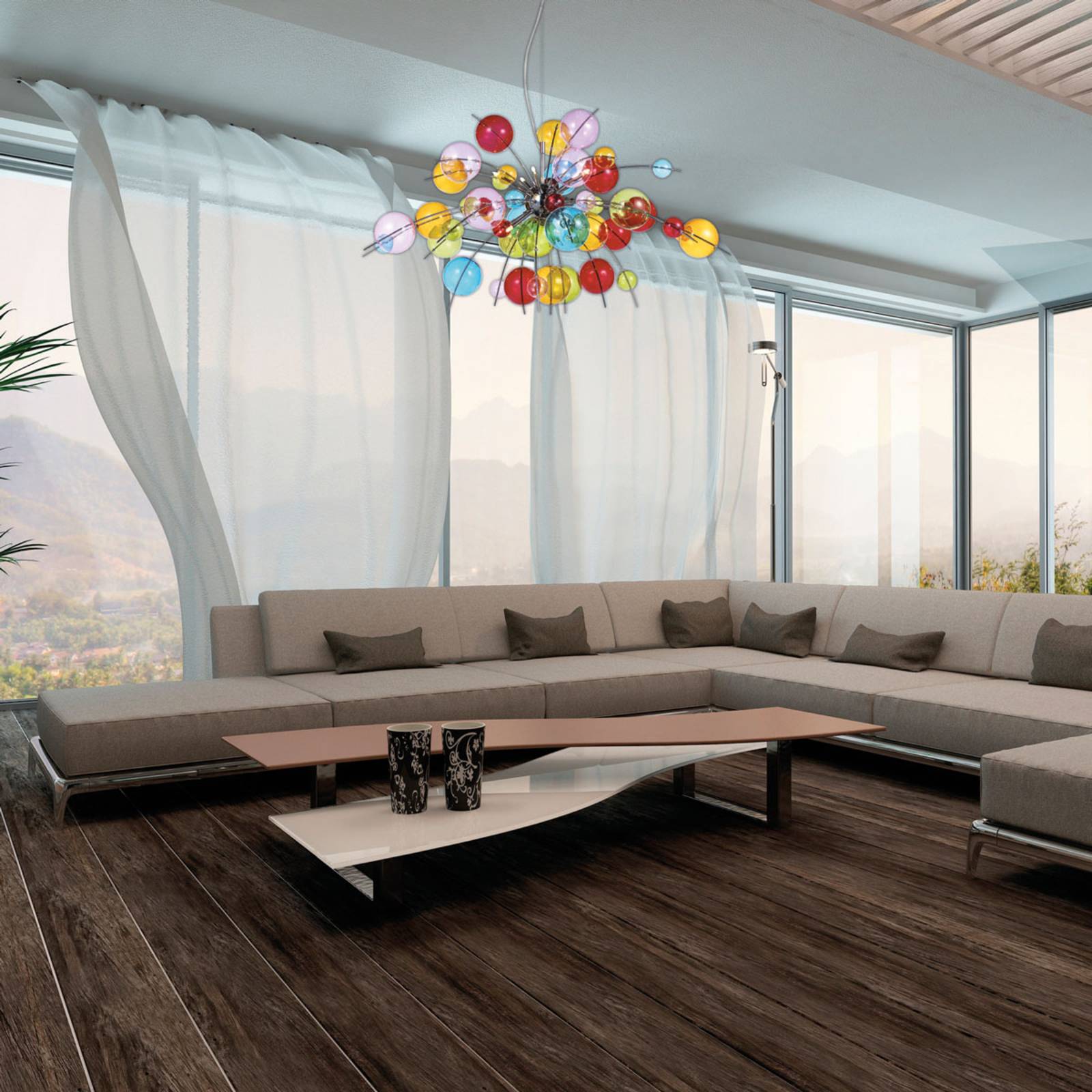 Näve Glas Hängelampe AURINIA, dimmbar, Multicolour, für Wohn- / Esszimmer, Glas, Junges Wohnen, Pendelleuchte